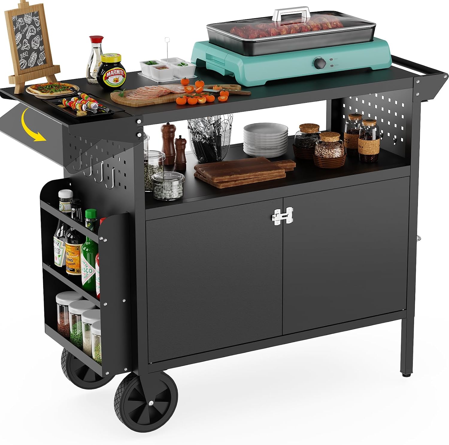 Outdoor Grill Cart Table With  - Heavy Equipment Tires 评论和价格