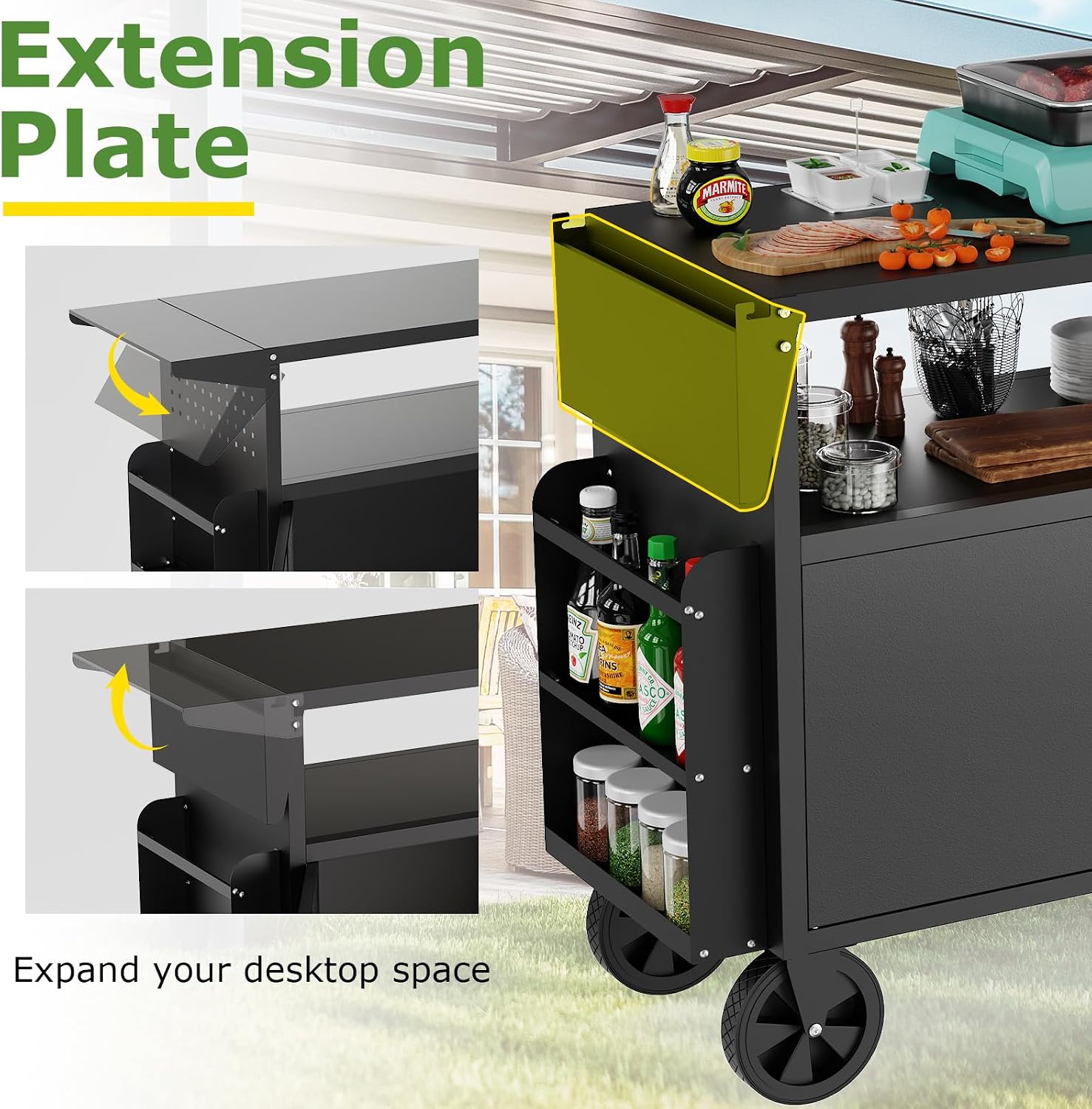 Outdoor Grill Cart Table With  - Heavy Equipment Tires 评论和价格