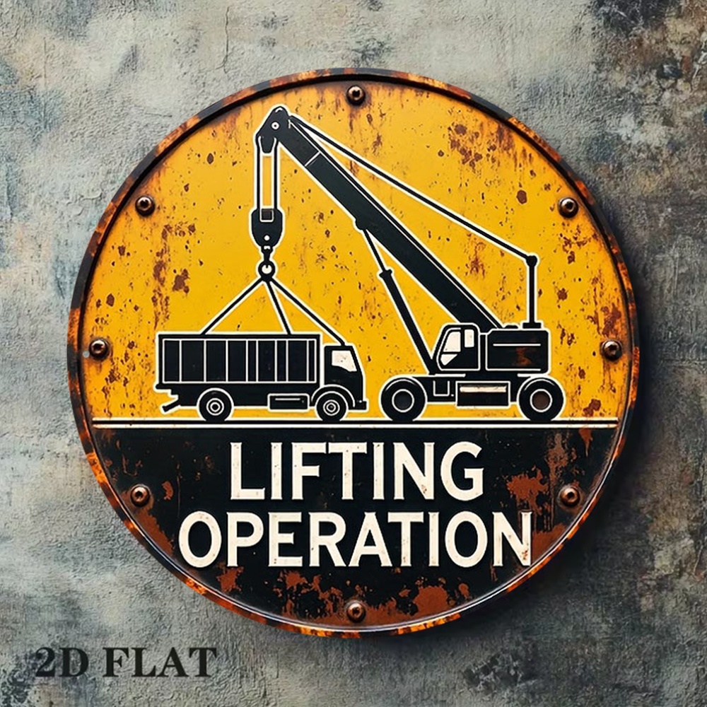 2D Metal Sign Round 20cm Retro - Heavy Equipment Sign 评论和价格
