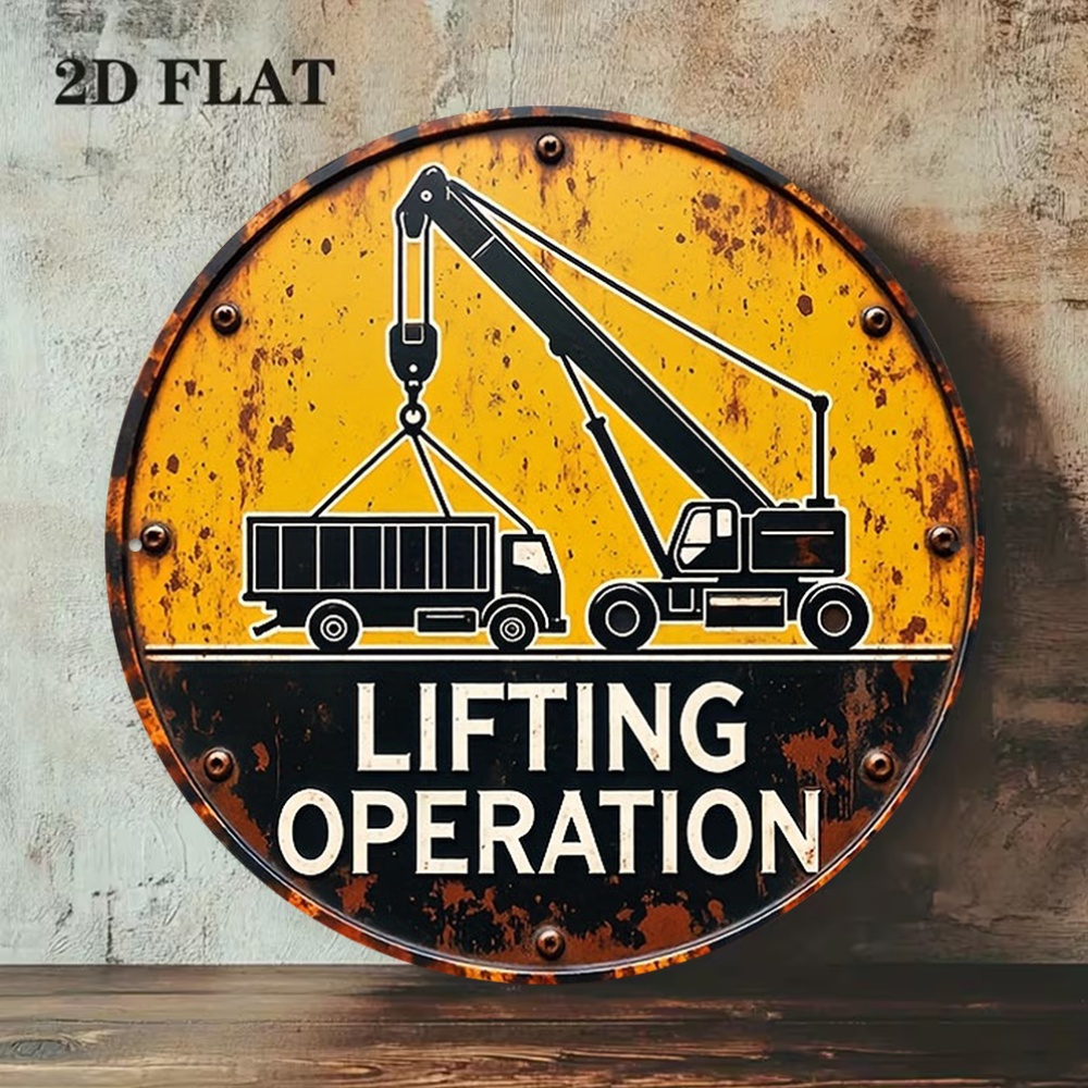 2D Metal Sign Round 20cm Retro - Heavy Equipment Sign 评论和价格